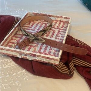 Aspiga Brown Leather Belt with beaded Woven Design(ml)